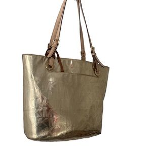 Michael Kors gold metallic shiny tote bag
